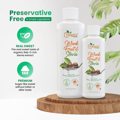 0 0 1600 8 oz 1 Pack Preservative-Free Liquid Monk Fruit & Stevia Drops Organic Monk Fruit & Organic Stevia Blend for a