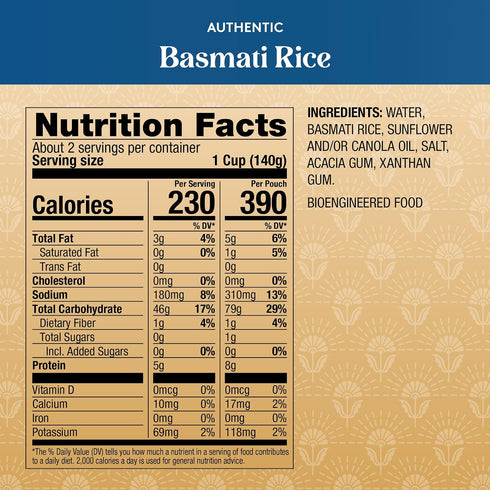 8.5 oz (Pack 4) Royal White Basmati Rice - Ready to Heat Rice - Microwavable Pouch