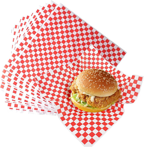 1000 12''x12'' Sheets Checkered Wax Deli Paper Sheets, Checkered Dry Waxed Deli Paper Sheet for Sandwich/Burger