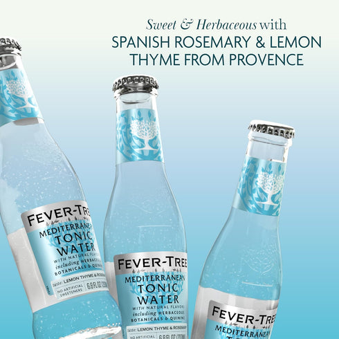 6.8 oz Pack 24 Fever-Tree Mediterranean Tonic Water Premium Mixer for Cocktails and Mocktails, fl Bottles, of Naturally
