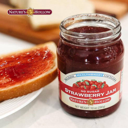 10oz Pack 2 Nature's Hollow Strawberry Jam: Sugar Free Jam and Preserves, Low Cal, Non GMO, Keto Jam, Vegan, Gluten