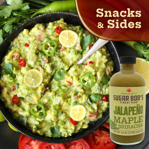 Sugar Bob’s Finest Kind Jalapeno Maple Sriracha Hot Sauce, 9.6 oz Garlic Sriracha Sauce with Fresh Jalapeno