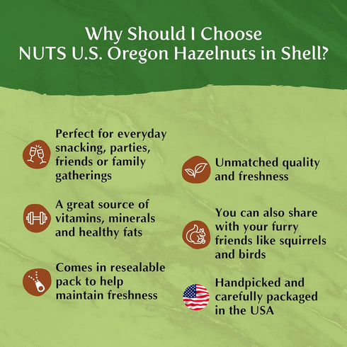 Packed (2 LBS) NUTS U.S. - Oregon Hazelnuts In shell | Whole, Raw and Unsalted | No Added Flavor and NON-GMO | Fresh