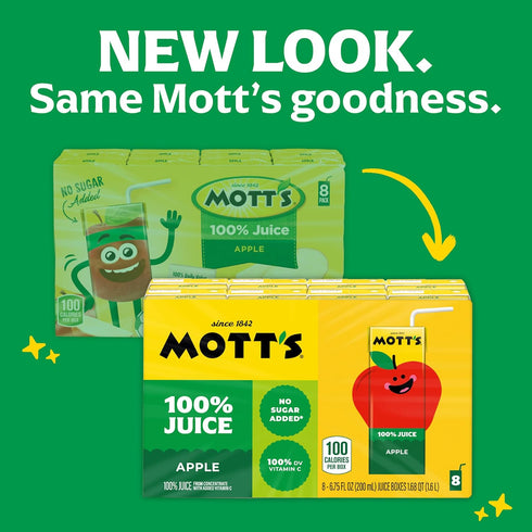 100% 6.75 Oz 32 Count (4 Packs 8), 2 100% Mott's Original Apple Juice, Fl Boxes, Of Servings Of Fruit, Fruit Juice