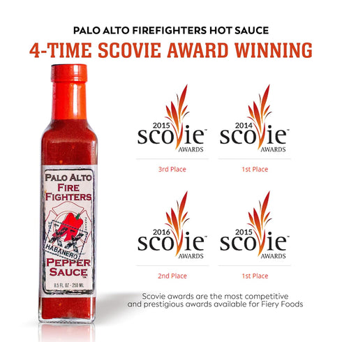 (8.5oz) Pack 2 Palo Alto Firefighters Pepper Sauce - of - Salt Free Pepper Plant Hot Sauce, No Sodium Hot Pepper Sauce