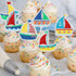 SugarGera Set 18 sailboat of cupcake toppers-with a nautical theme Dessert Decorations for a Boy or Girl's Birthday