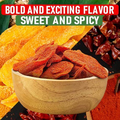 16 oz. Chili Chamoy Mango Slices, Bag of Authentic Mexican Dry Fruit Candy, Sweet and Spicy Flavor, Fresh and Natural