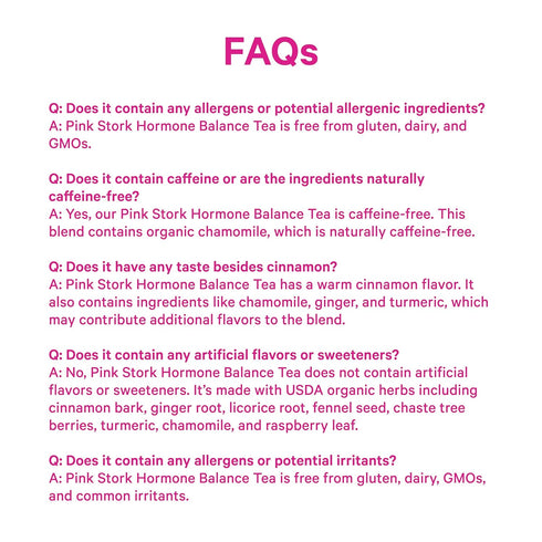 30 Pink Stork Hormone Balance Tea for Women Red Raspberry Leaf & Chasteberry (Vitex) Organic Herbal Tea for PMS