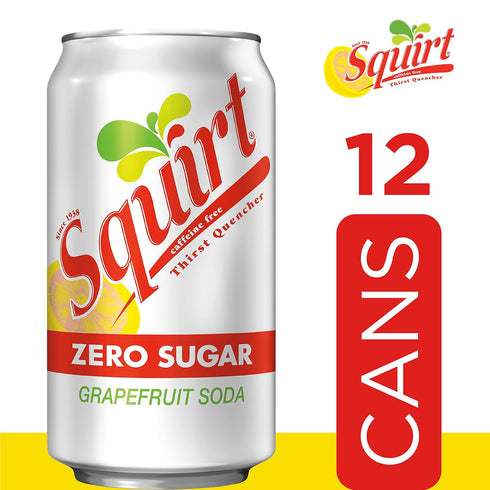 Squirt 12 oz 12 pack Zero Sugar Grapefruit Soda, fl cans