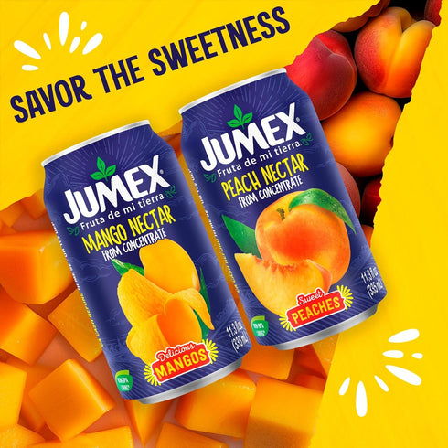 11.3oz, 12 Pack Jumex Mango Nectar Juice & Peach Nectar - Made with Fresh Fruit Puree - Tropical Fruit Juice
