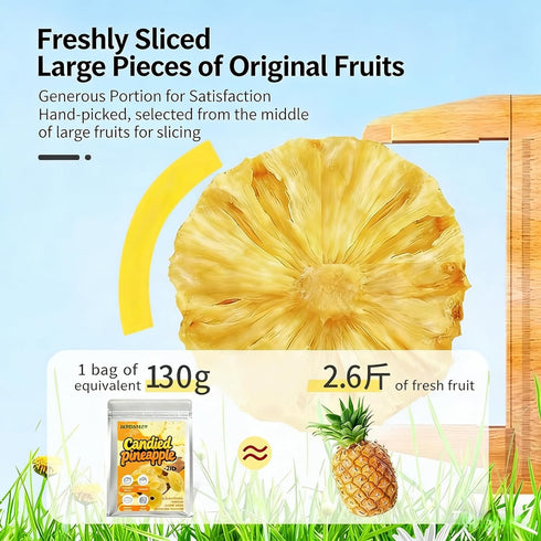 JKPDAMZ 2 Pounds Candied Pineapple Rings, Dried Pineapple Slices, Sweet and Sour, All Natural Vegan Dairy Free