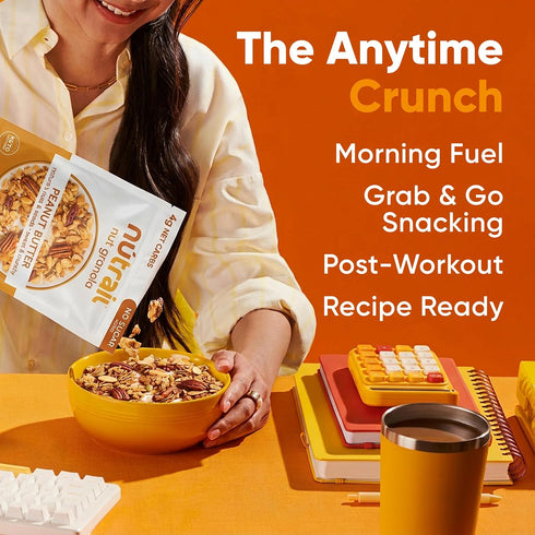 8 oz. 1 Count NuTrail Nut Granola, Peanut Butter, No Sugar Added, Gluten Free, Grain Free, Keto, Low Carb, Healthy
