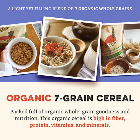 7-Grain 32 oz 5 Sunrise Flour Mill USDA Organic Heritage Hot Cereal Mix - | Great Source of Fiber and Nutrients | Sugar