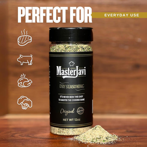 12 oz MasterJavi Original All-Purpose Dry Seasoning Blend Bold Flavor for Meat, Veggies, BBQ, Grilling, Smoking