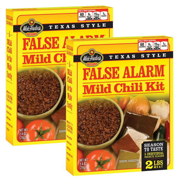 Wick Fowler's False Alarm Mild Chili Kit, Texas Style Chili Seasoning Mix