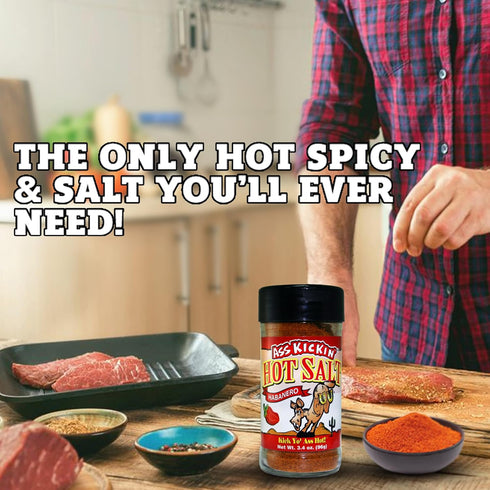 ASS KICKIN' Habanero Hot Spicy Salt - 3.4oz Shaker Jar - Perfect for Popcorn Seasoning, Gourmet Gift