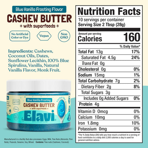 (1 Count, ELAVI Keto Cashew Butter, Kid-Friendly, Low-Sugar Dessert Spread | Vegan, No Added Sugar, No Sugar Alcohols