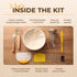 BAKERIA 9" Set Round Banneton Bread Proofing Basket with Starter Jar, Linen Liner, Bread Lame, Dough & Bench Scraper