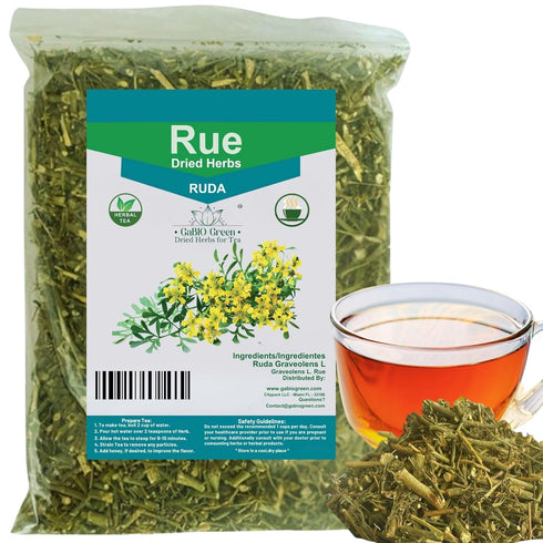 Gabio Green RUE Dried Herbs Ruda Seca, Ruda Graveolens, rue leaves and branches Dried
