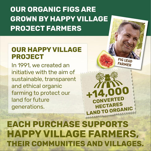 3 (15 Packs) Packs Happy Village Organic Soft Dried Figs On the Go Bags Individual Portion | Healthy, Organic, Non-GMO