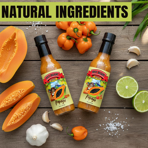 Pack 2-Pack Set, 5 Oz Spicy Delight Aruba Habanero Papaya Hot Sauce Gift Ultra Spicy & Mild Caribbean Sweet Hot Sauce