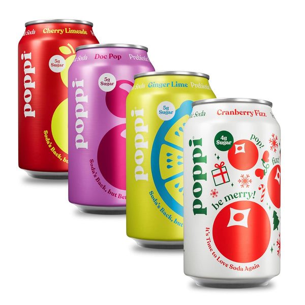 POPPI Sparkling Prebiotic Soda, Beverages w/Apple Cider Vinegar, Seltzer Water & Fruit