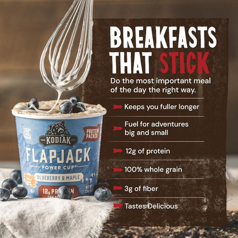 2.16 (Pack 12) Kodiak Cakes Pancake On the Go, Blueberry and Maple, Ounce