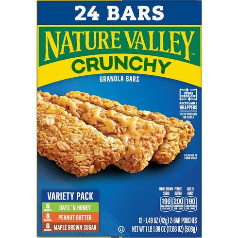 Pack, 24 17.88 OZ (12 Nature Valley Crunchy Granola Bars, Variety Bars, Pouches)