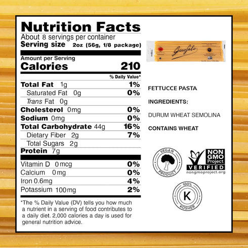 (4 pack) Garofalo - Premium Durum Wheat Semolina Fettucce Pasta, Italian Made, Bronze-Drawn, Al-Dente, One-Ingredient
