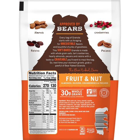 (6 Bear Naked Granola Cereal, Whole Grain Granola, Breakfast Snacks, Fruit and Nut Medley Bags)