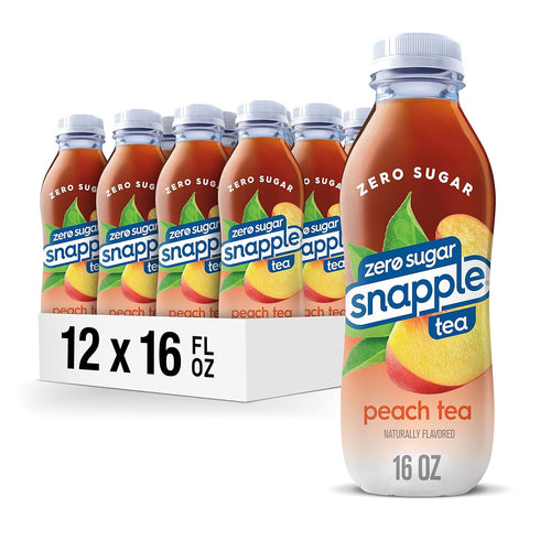 Snapple Zero Sugar Peach Tea, 16 fl oz recycled plastic bottle (Pack