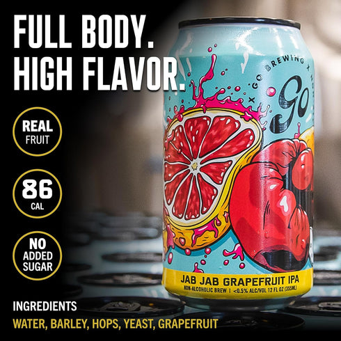 12 Pack (12 oz, 12 Pack) Go Brewing - IPA Mixed - Non Alcoholic Beer - Small Batch Brew - Low Calorie Drink - Featuring