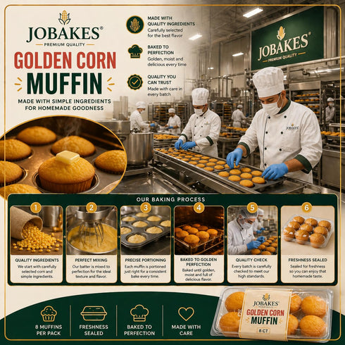 JO BAKES 8 Count Cornbread Muffins Bakery-Style Snack