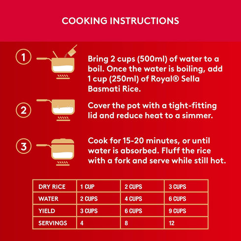 10 lb Royal Chef's Secret Sella Basmati Rice - Authentic Extra Long Grain Parboiled Basmati White Rice - Bag - Perfect