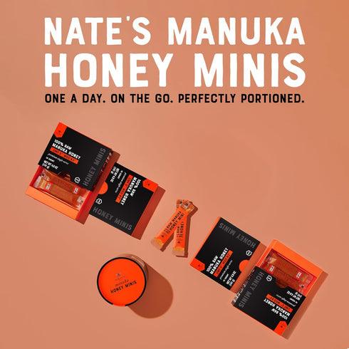 30 count 83+ 5+ 30 Packets Nate's Manuka Honey Minis - Single-serve, Pure Manuka Honey - MGO | UMF Certified
