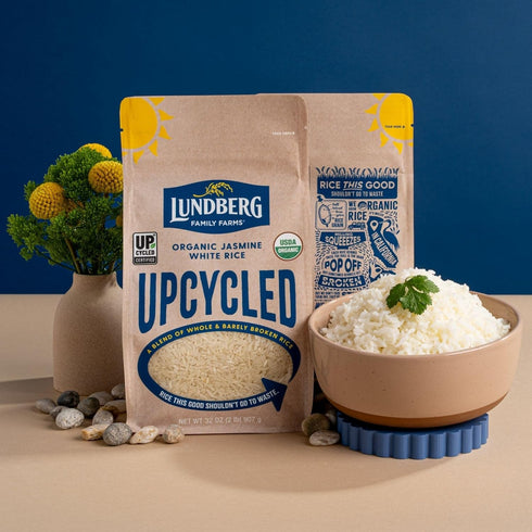 2lb (Pack 1) Lundberg Upcycled Organic Jasmine White Rice - Light & Fluffy, Gluten Free, Resealable Bag