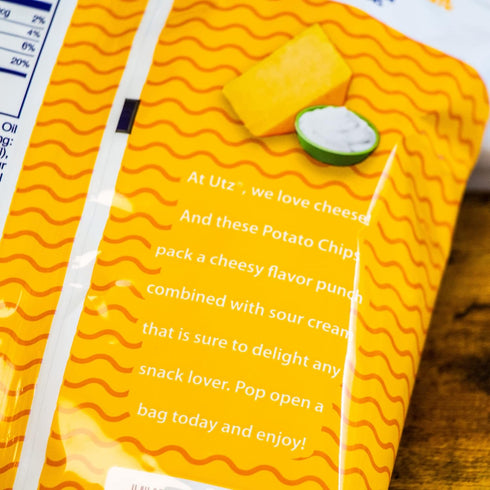 4, 2.75oz Utz Ripples Cheddar and Sour Cream Potato Chips - Cheesy Sour Cream Natural Flavors - bags