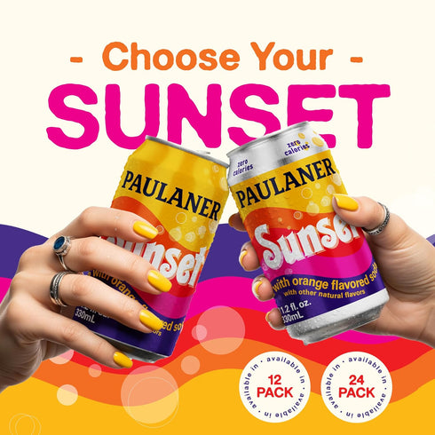 Sunset 11.2 oz (330mL) 12-Pack Paulaner Zero Orange Cola Soft Drink | Fruity European Zero Calorie Sugar-Free Spezi