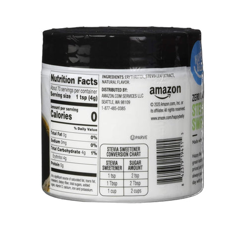 9.8 (Pack 1) Amazon Brand - Happy Belly Zero Calorie Stevia Sweetener, ounce