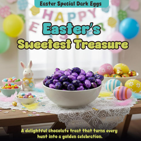 1 lb. Easter Dark Chocolate Eggs, Bulk Easter Candy Bag, Individually Wrapped Chocolate Eggs Perfect for Easter
