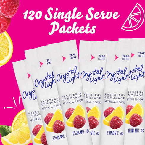 120 4 30 Packets Crystal Light Single Serve Raspberry Lemonade Artificially Flavored Powdered Drink Mix, per Case