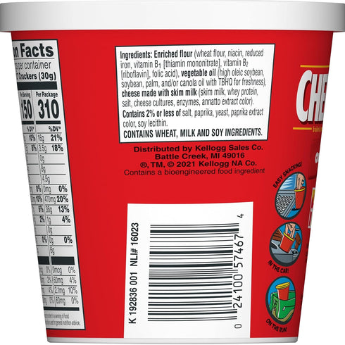 22oz (10 Cheez-It Cheese Crackers, Baked Snack Crackers, Office and Kids Snacks, Original, Case Cups)