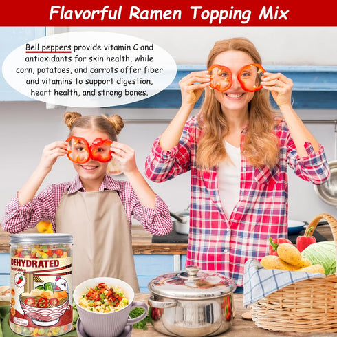 9 12.35oz Dried Ramen Toppings Dehydrated Vegetables Mixed Vegetable Green & Red Bell Peppers, Natural Dried Veggie