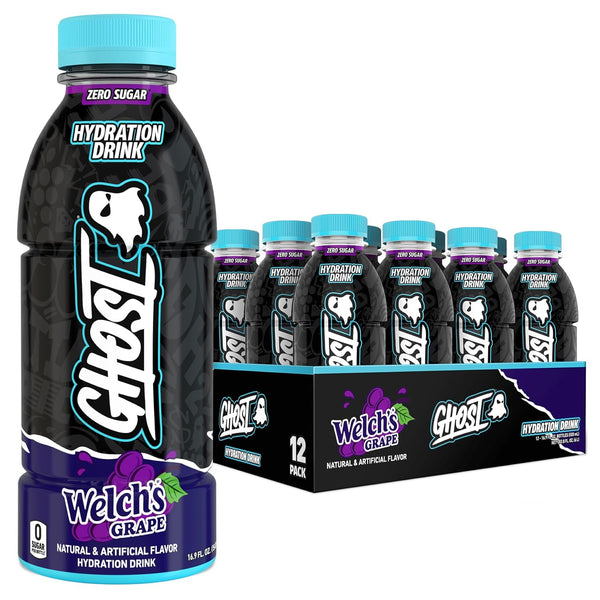 GHOST Hydration Drink, Welchs Grape - RTD Sports Drink with Electrolytes, Natural