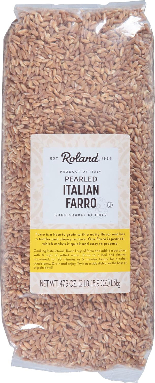 Roland Foods Pearled Italian Farro, Specialty Imported Food, 47.9 Ounce Bag, Pack