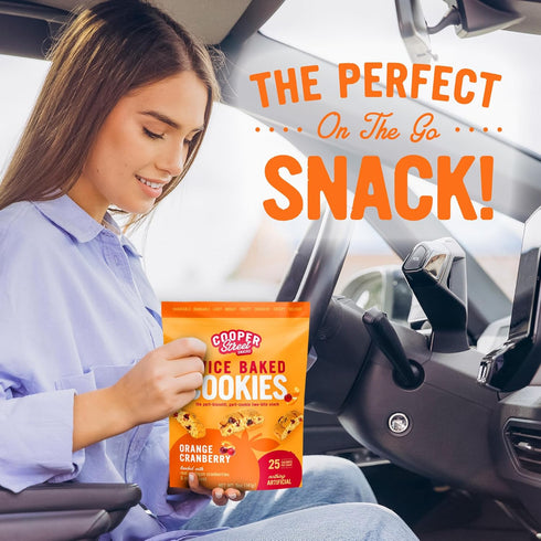 Cooper Street Twice Baked Orange Cranberry Biscotti Cookies - Light & Crispy Coffee Cookie Bites, 5oz, Kosher, Low