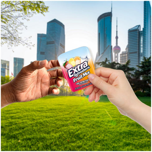 40 (Pack 6) EXTRA Gum Refreshers Fruit Mix Sugar-Free Chewing Gum Bulk, Piece Bottle