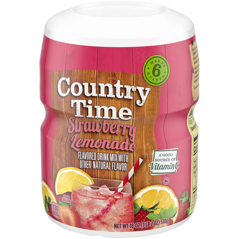 Country 1 Count 18 oz Time Strawberry Lemonade Naturally Flavored Powdered Drink Mix Canister
