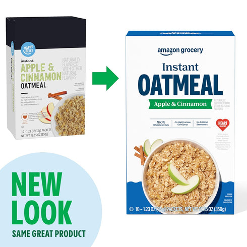 1.23 Oz, 10 Amazon Grocery, Apple & Cinnamon Instant Oatmeal, Ct