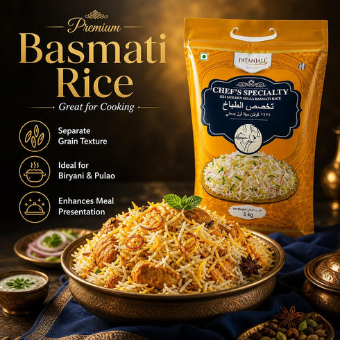 5 11.02 lb Patanjali Chef Specialty Golden Sella Basmati Rice Kg /